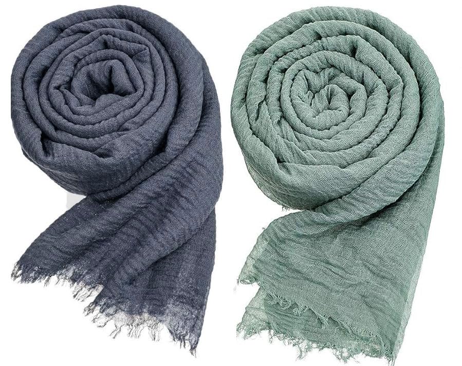 icw Women's Premium Wrinkle Ironless Crush Crinkled Cotton Summer Hemp Scarf Stoles Shawl head scarves for girls ICW0022-picture-10