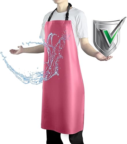 Miniatura 15 de Delantal impermeable con cómodo babero ajustable de goma de vinilo para lavavajillas, delantal resistente para hombres y mujeres lavavajillas Azul