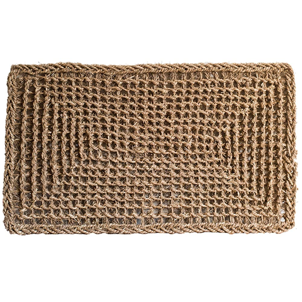 Paillasson extérieur handwoven en fibres naturelles marron 40x70 cm