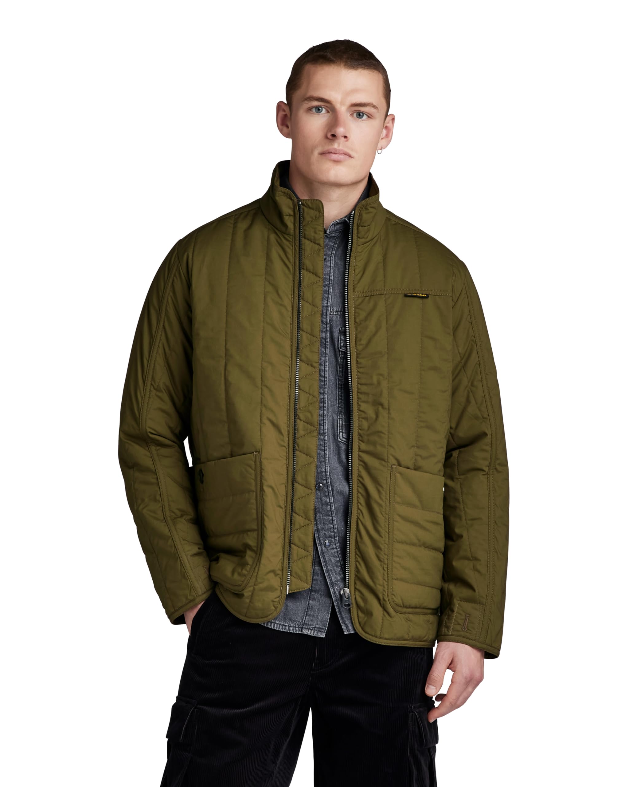 G-Star Men's Liner Overshirt, Green (dark olive D23659-4481-C744), L