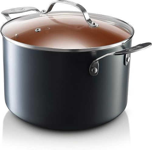 Miniatura 2 de Gotham Steel Olla con revestimiento de cerámica ultra antiadherente y titanio, incluye tapa de vidrio templado, apto para lavavajillas, 7 cuartos de