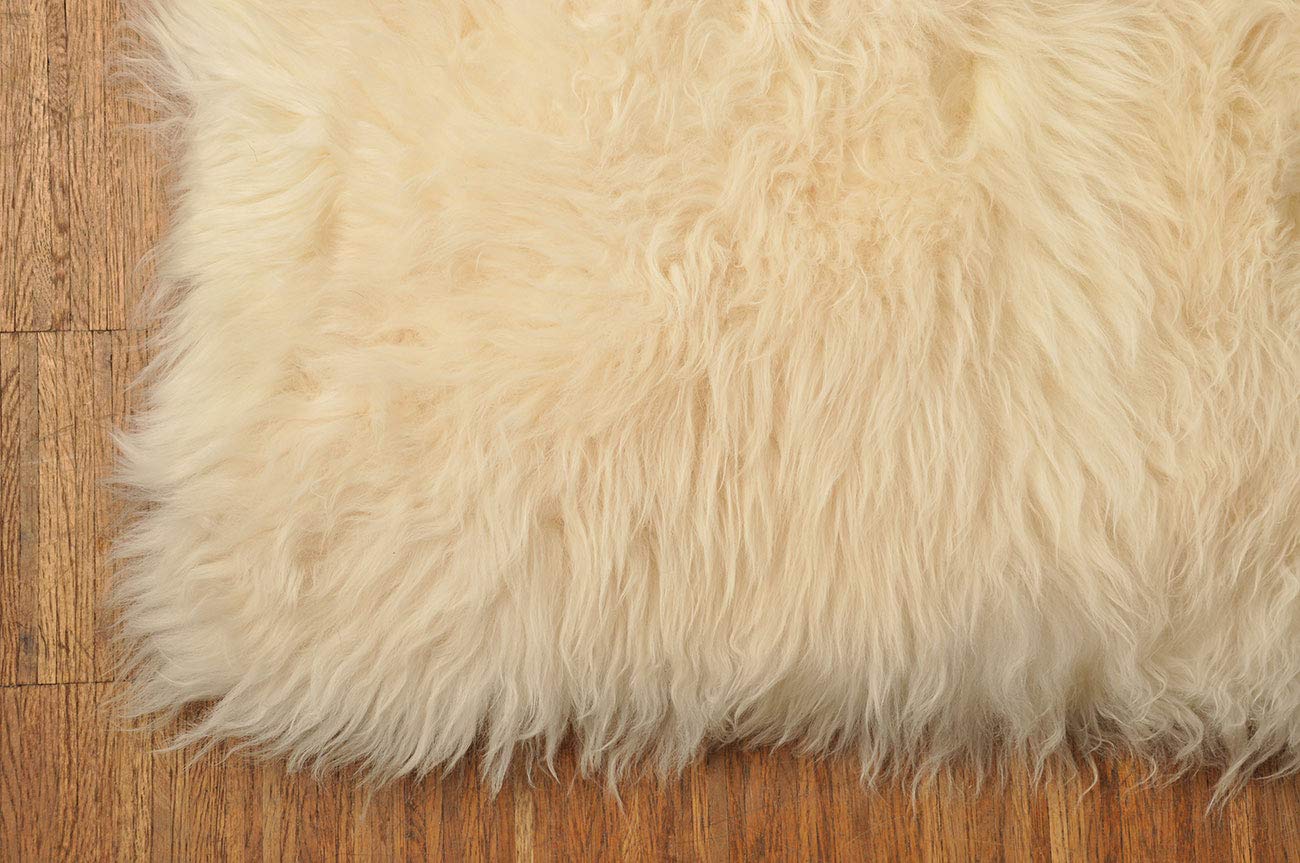generisch Lammfell Teppich Creme Weiß Champagner 200 x 200 cm mit 8 Schwedischen Lammfellen