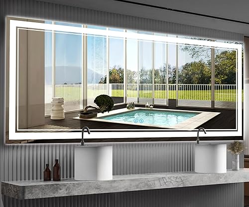 DIDIDADA Espejo de baño con luces LED de 32 x 24 pulgadas para baño, montado en la pared, espejo de tocador iluminado vertical, horizontal,