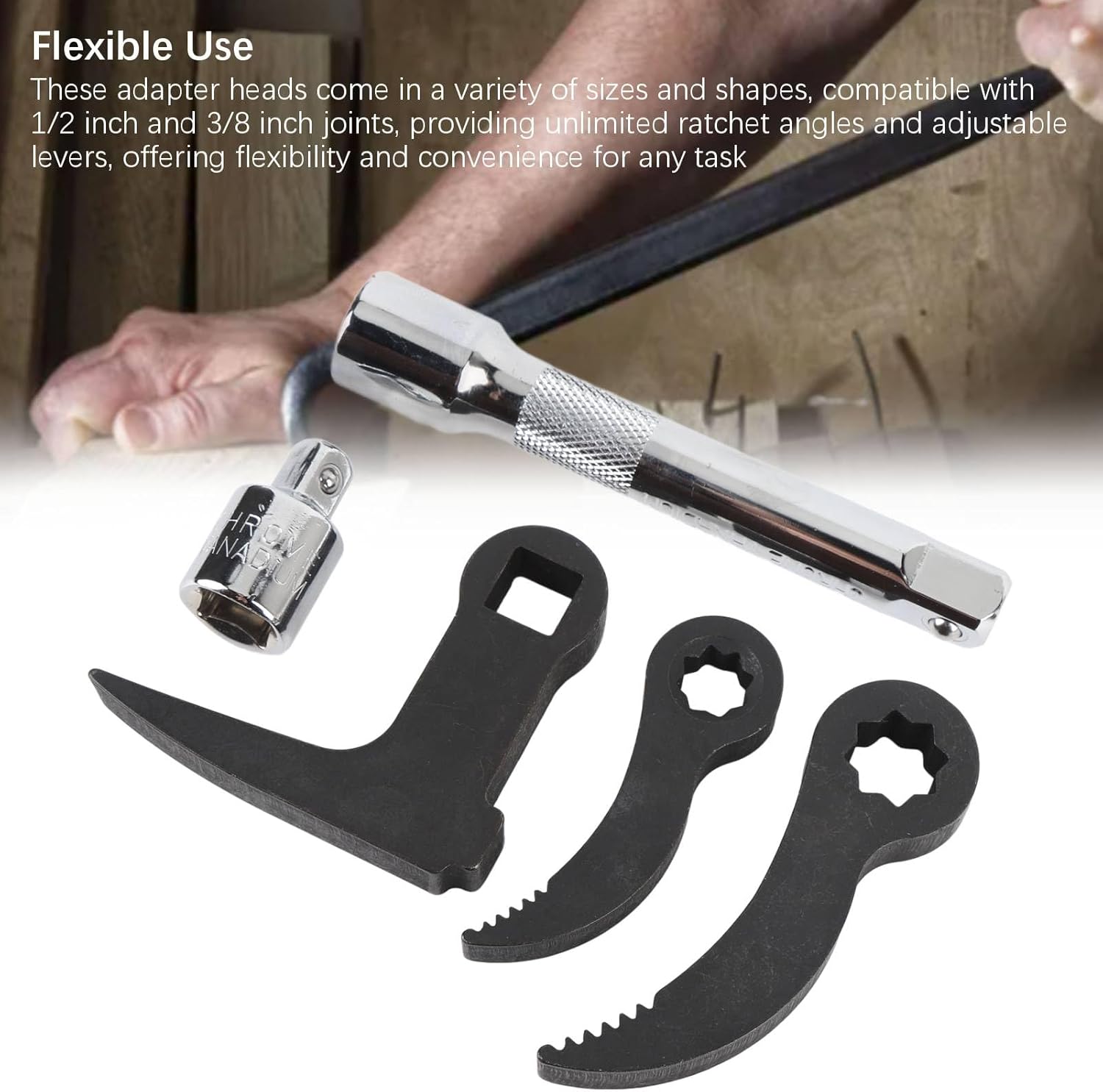 WALFRONT Half Shaft Removal Tools 1/2 and 3/8 Star with Sawtooth Square L Type Pry Bar Adaptor for Car Drive Shafts Removal Tools