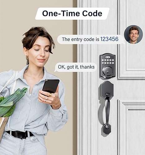 Miniatura 7 de Cerradura de puerta con 2 manijas de palanca, cerradura de puerta de entrada sin llave, cerrojo de teclado electrónico, código inteligente digital y