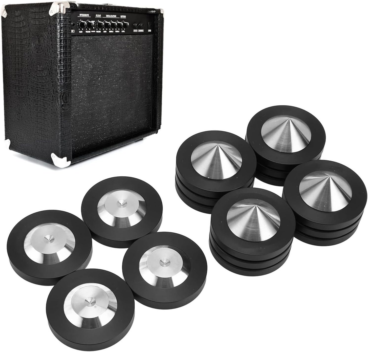 FECAMOS Speaker Isolation Feet Pads, High Hardness Silver Black High Density SP4937 Amplifier Turntable Isolation Pad Practical for Recorders for Amplifiers : Electronics