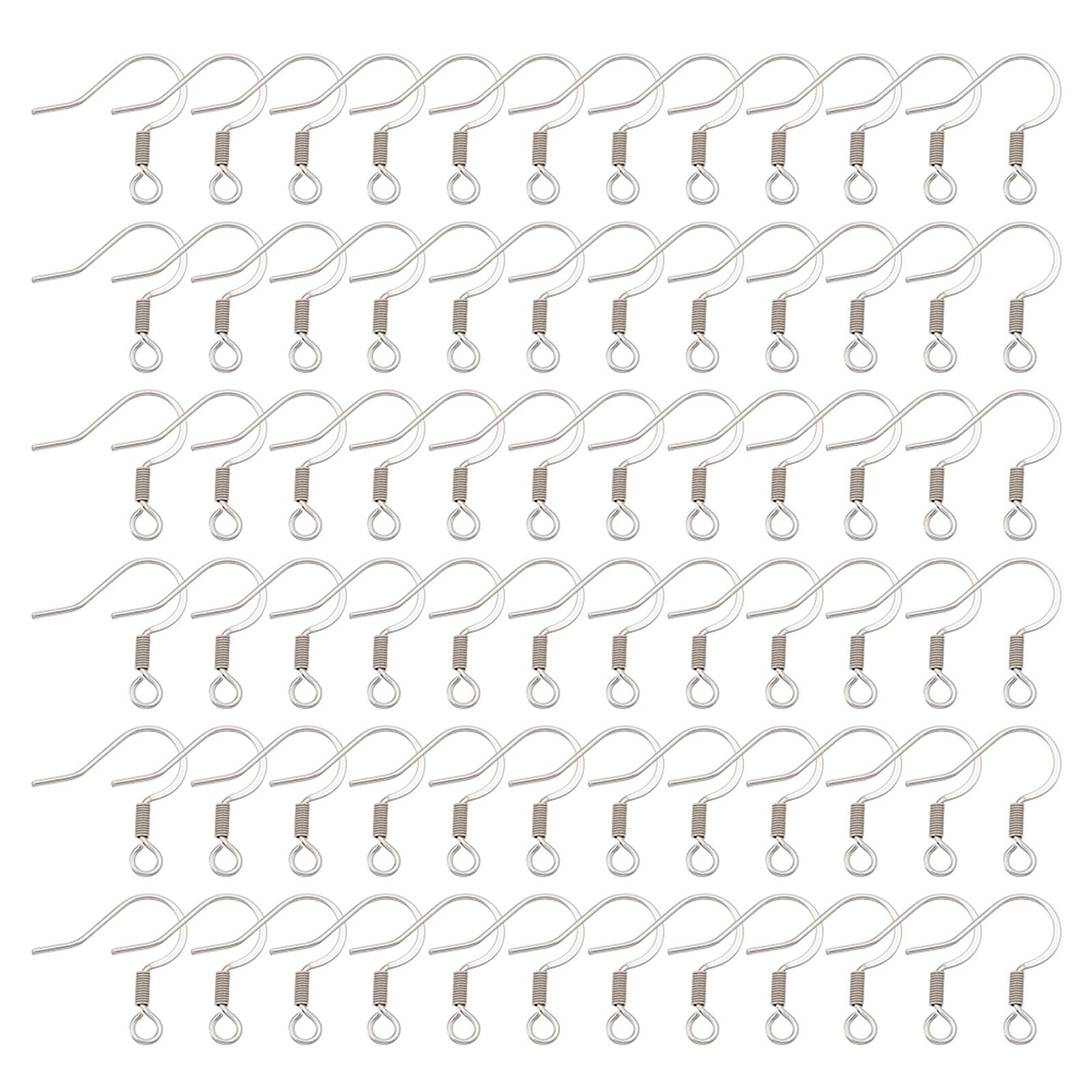 PH PandaHall 200Pcs Stainless Steel Fish Hook Earring Hooks with Horizontal Loop