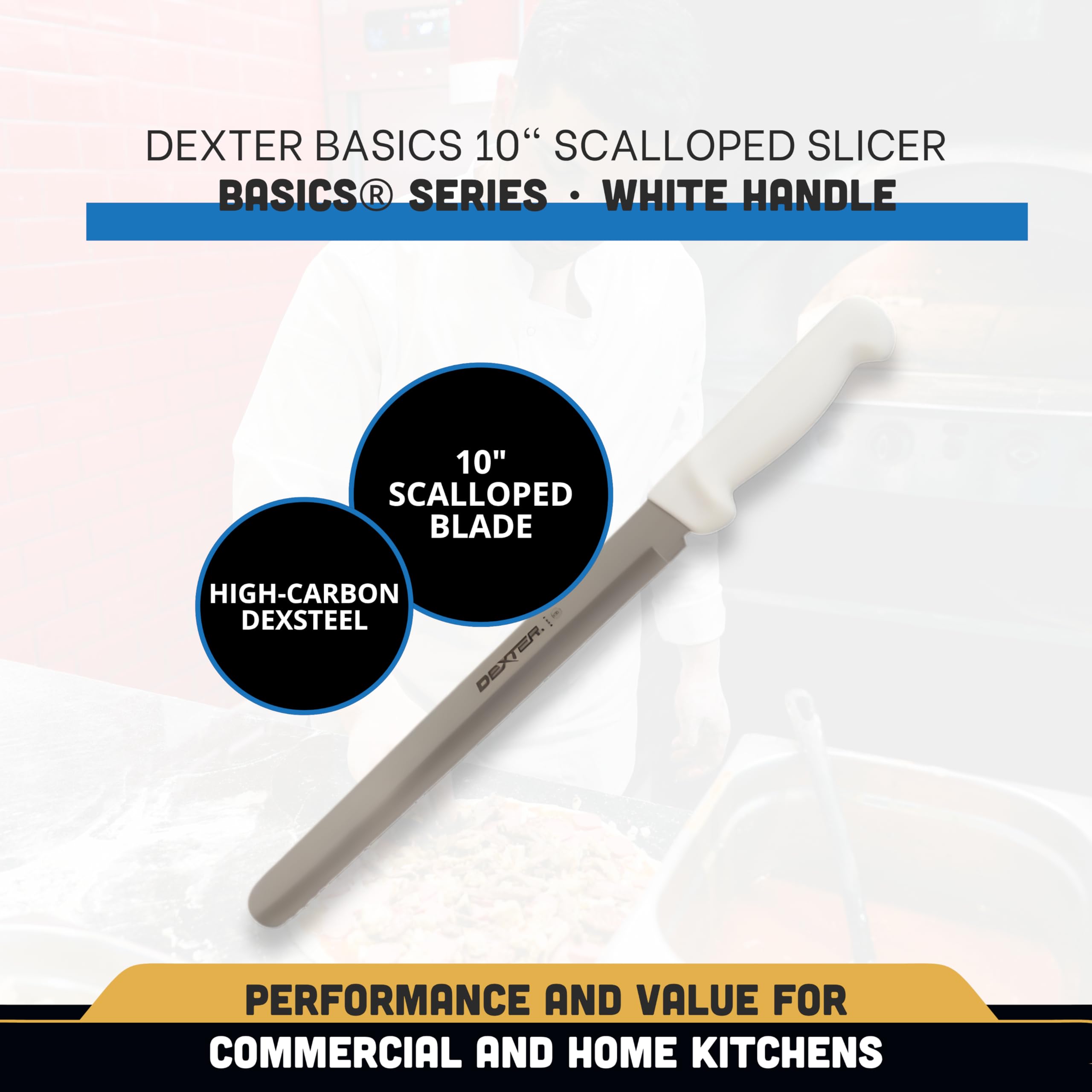 Dexter Russell P94804 BASICS 10" Scalloped Slicer Knife, Serrated Blade — Amazon image 2