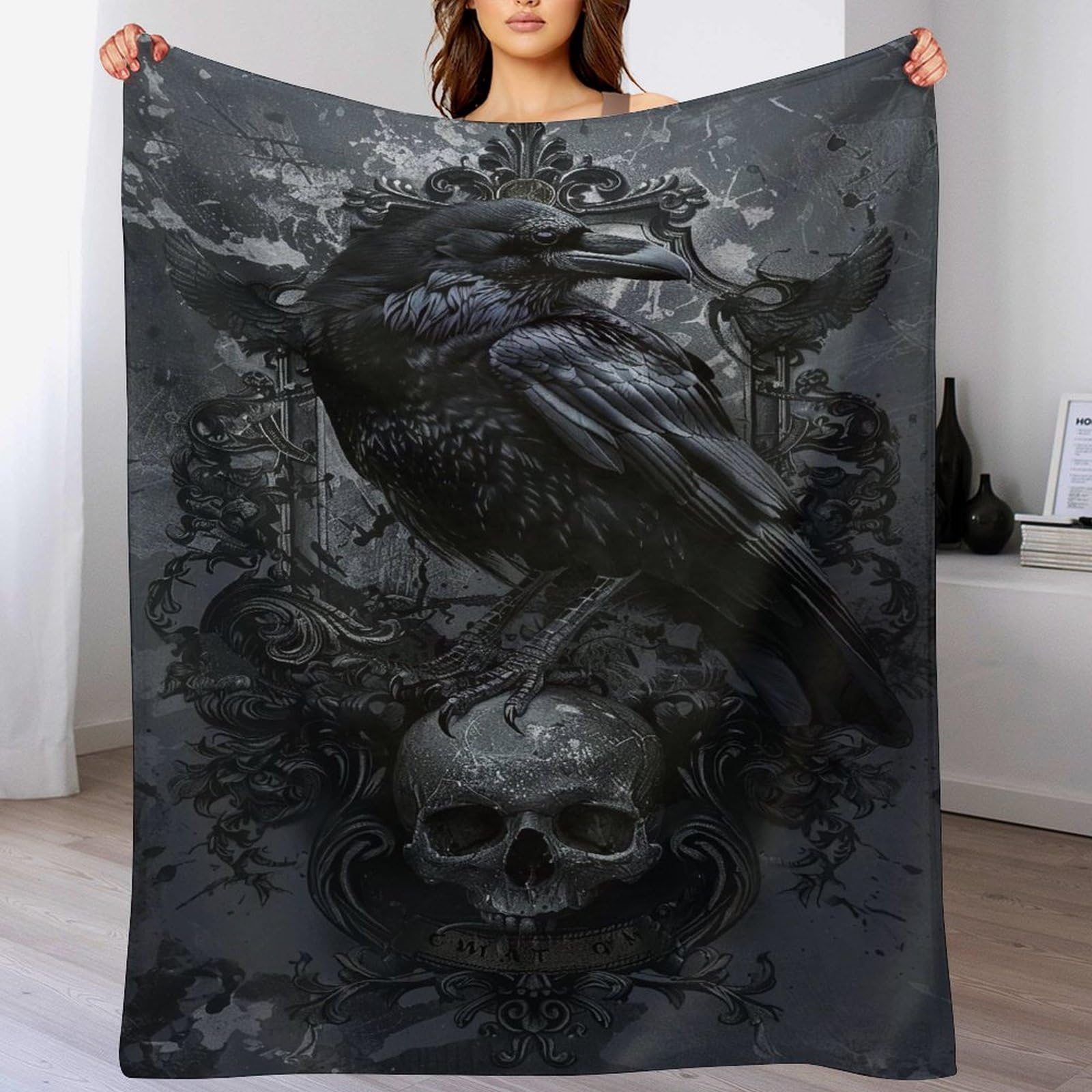 Couverture de séjour motif corbeau idéale pour vos soirées cocooning et moments de détente