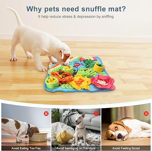 Miniatura 8 de Tapete de olfateo para perros, gatos, conejos, tapete de alimentación de golosinas para mascotas, 15.4 x 15.4 pulgadas para pequeños y medianos,