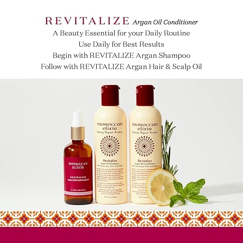 Miniatura 6 de Moroccan Elixir Revitalize Aceite de Argán Acondicionador para Cabello Seco Dañado Color-Tratado Sulfato Parabeno y Silicona Acondicionado Profundo