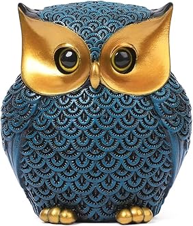 Owl Decor Home Décor Accents Small Decor Items for Shelf Owl Figurines Home Decor Owl Decorations for Home, Office, Gifts for Owl Lover(Blue)