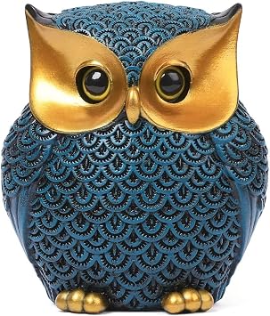 Artpaul Owl Decor Home D cor Accents Small Decor Items for Shelf Owl Figurines Home Decor Owl Decorations for Home, Office, Gifts for Owl LoverBlue