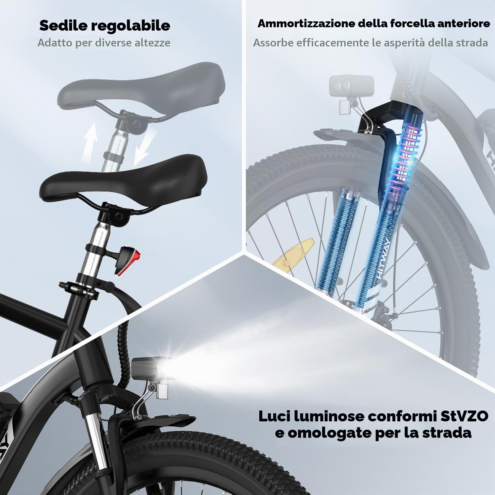 HITWAY Bici Elettrica uomo,27,5" Fat Tire 7 Velocità Bicicletta Elettrica da 36V13Ah Batteria al Litio Rimovibile 60-100km, Pendolarismo in città & MTB Bici Elettriche