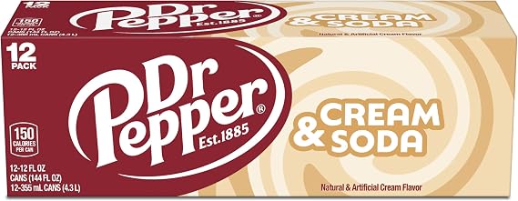 Dr Pepper Drink Can 355ml Pack, Cream Soda, 4260 millilitre, (Pack of 12)