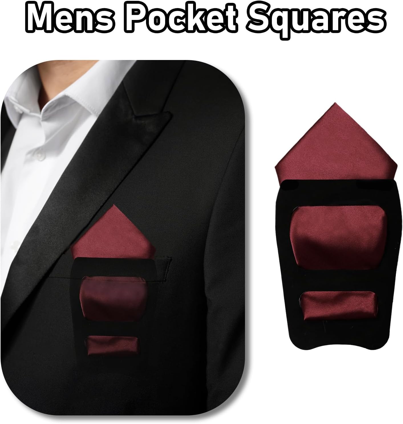 LJBFNN Pocket Squares for Men, 11.81'' Mens Womens Handkerchiefs with Pocket Square Holder for Suits Wedding Party Business