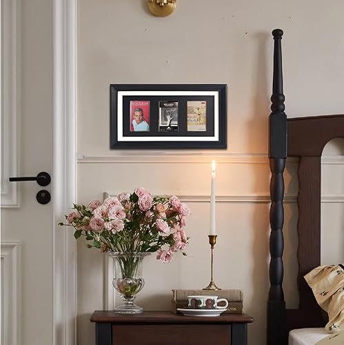 Miniatura 3 de Marco de fotos de cinta de casete, 3 cintas de casete y marco de exhibición, marco de madera maciza y paneles de vidrio de acero de alta definición.