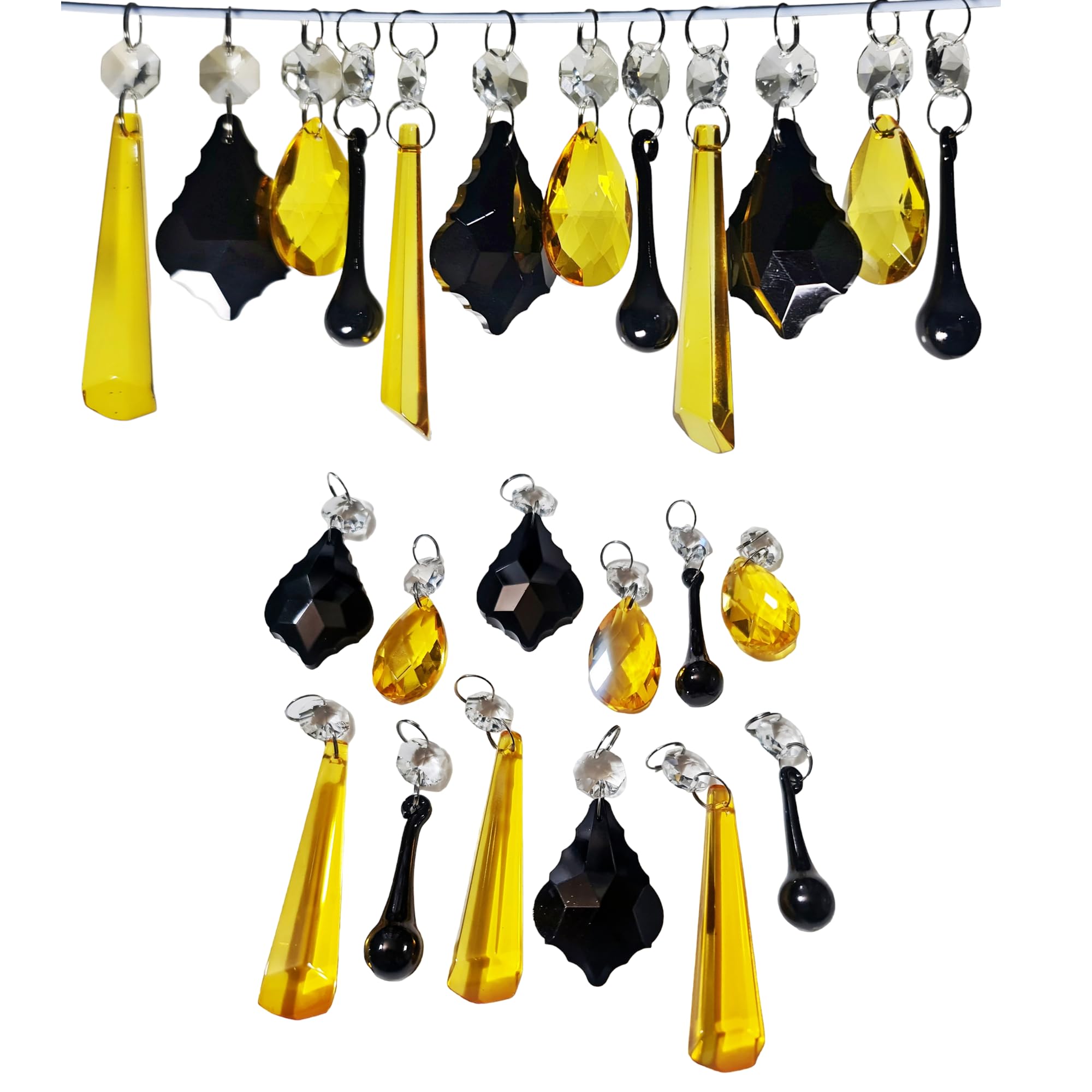 Gouttes de lustre d'Halloween lot de 12 prismes en cristal noir et orange