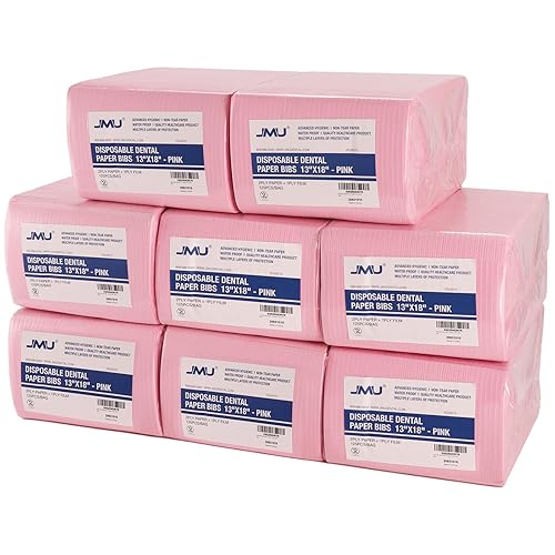 Miniatura 14 de JMU 2500 baberos dentales, 2 capas de pañuelo 1 capa de película, baberos dentales desechables a granel, 13 x 18 pulgadas, baberos para tatuajes,