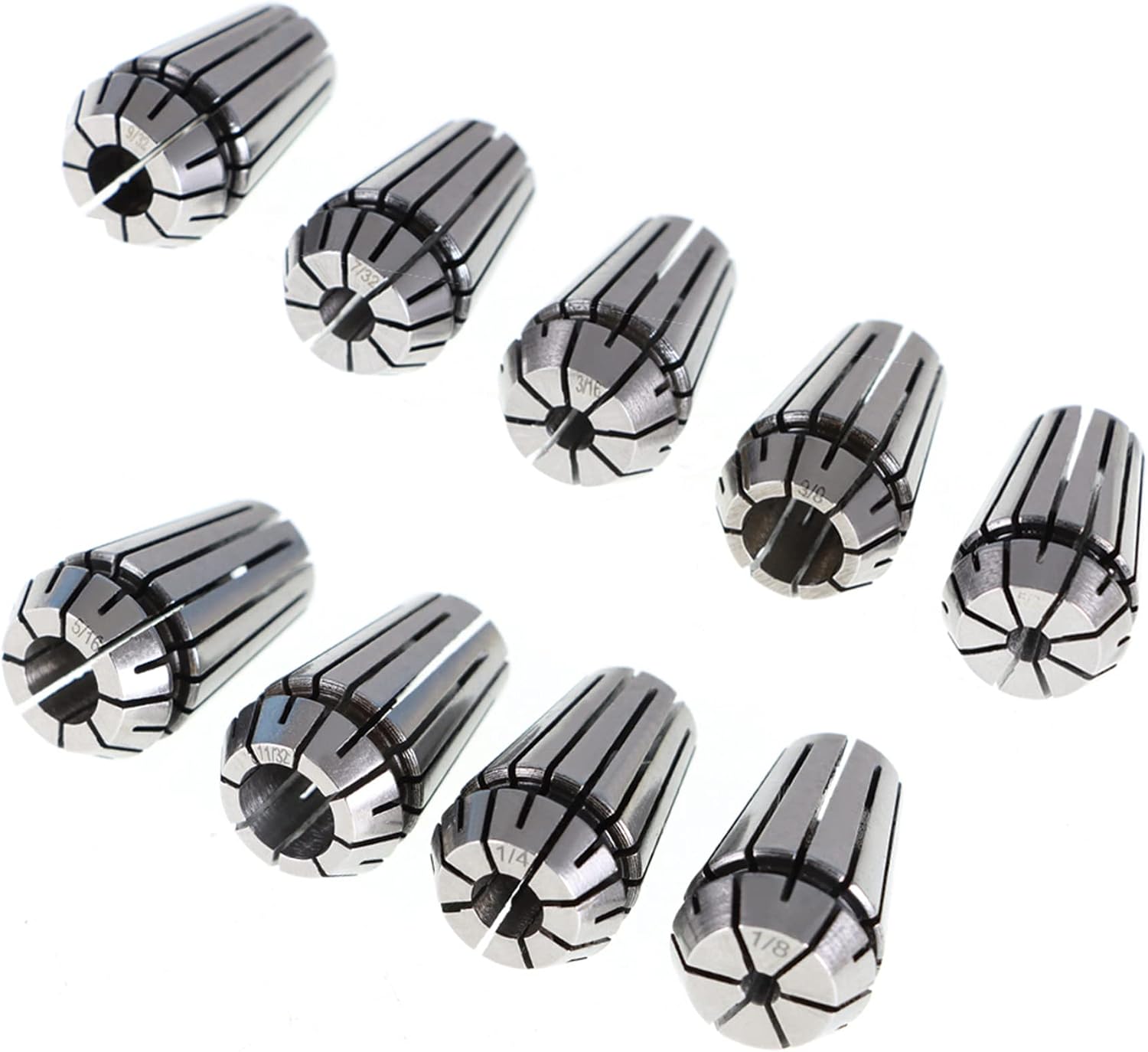 marddpair 9Pcs ER16 Spring Collet Set 1/8-3/8 Inch for CNC Milling Lathe Tool and Engraving Machine Carbon Steel