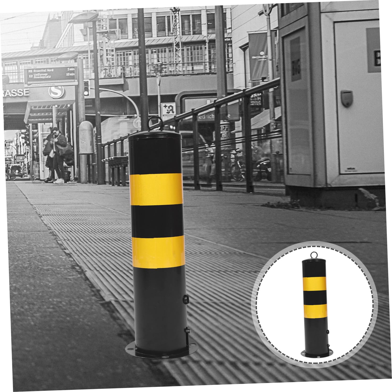 Cabilock Bolardo de Seguridad de Acero Negro Alta Resistencia y Gran Visibilidad para Estacionamientos y Control de Acceso Vial