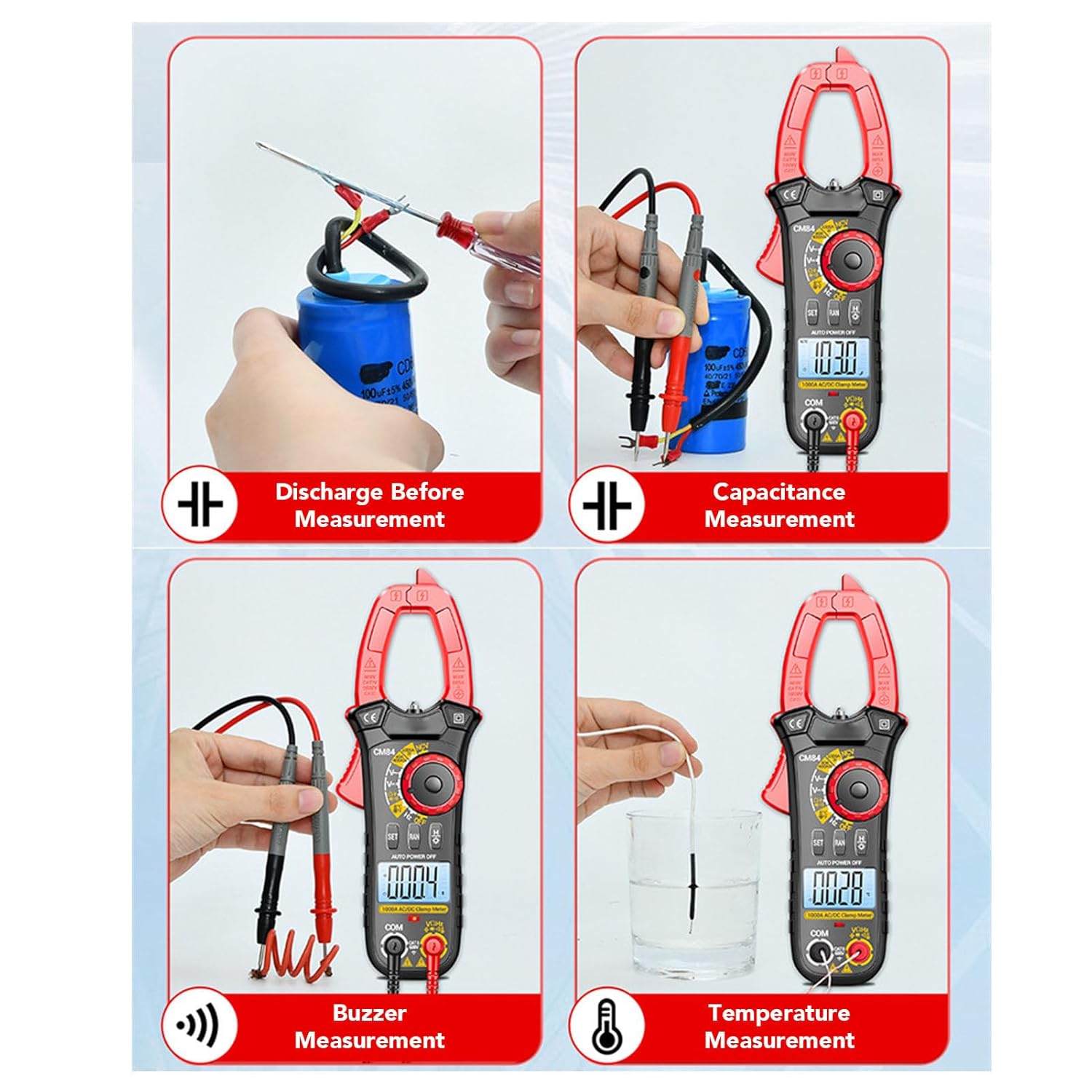Digital Amp Voltage Tester, 1000A NCV AC DC Current Meter LCD Screen Clamp Meter with 28mm Jaw