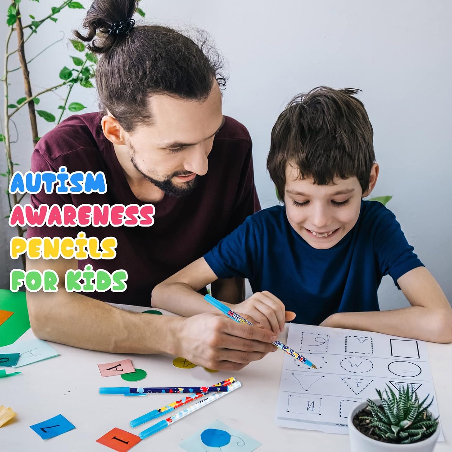 Geyee 150 Pack Autism Awareness Pens Bulk Awareness Gift Stuff Accessories Colorful Puzzle Pieces Pen with Inspirational Words for Events, Support Groups, Mom, Fundraisers, School Supplies Decor