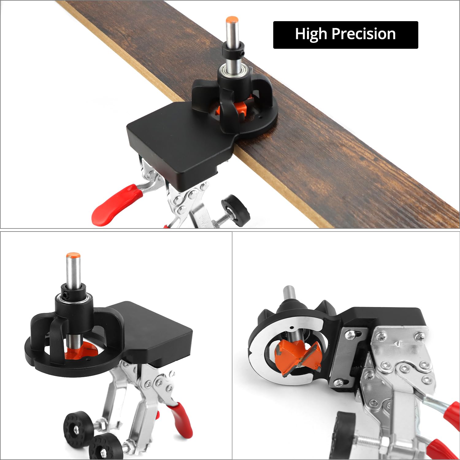 QWORK® 35mm Hinge Jig, Aluminum Alloy, Woodworking Dowel Jig, Cabinet Door Hinge Drill Guide Locator - Image 3