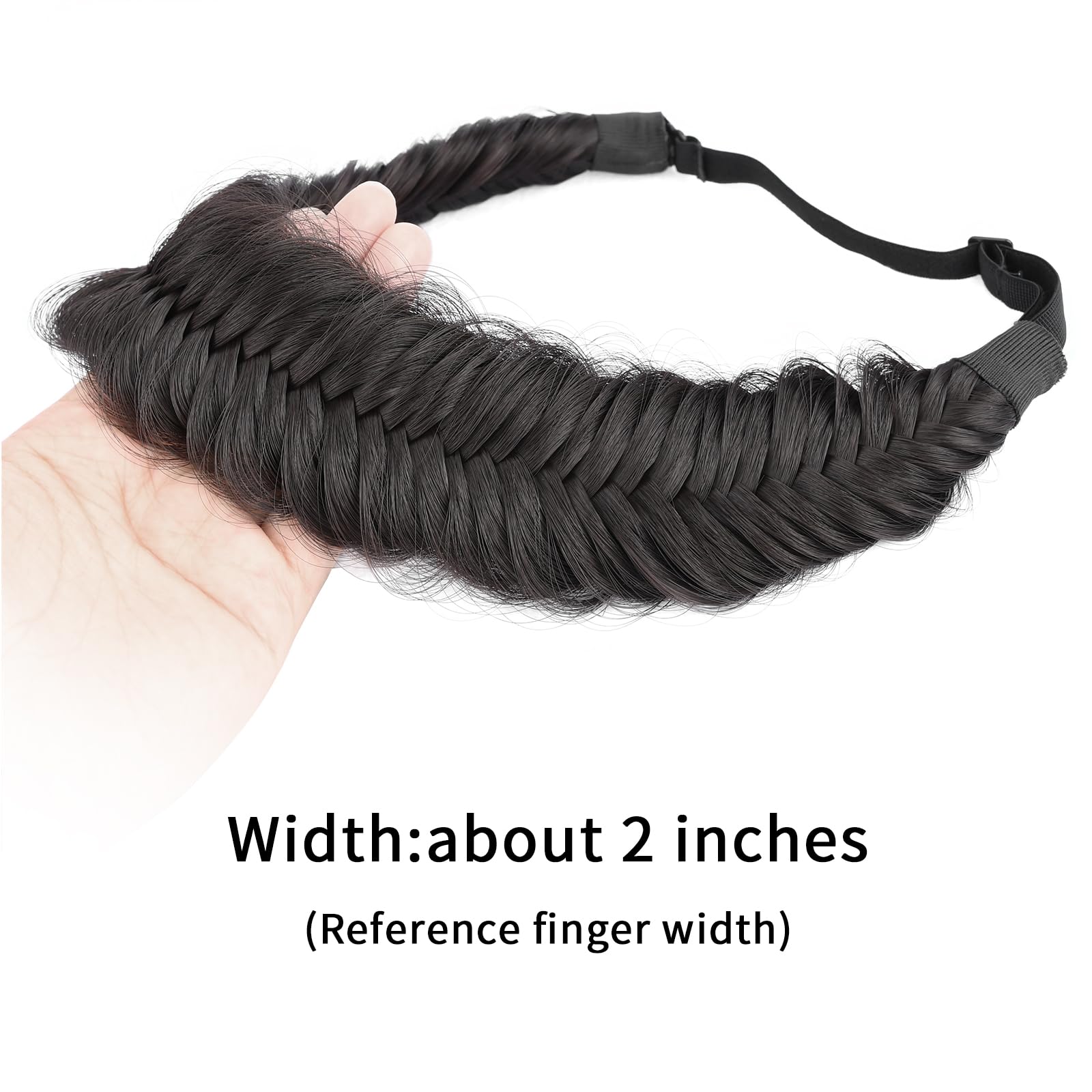 Gledola 2 Strands Fishtail Wide Messy Plaited Braids Headband (Deep Brown, Wide) - Image 4