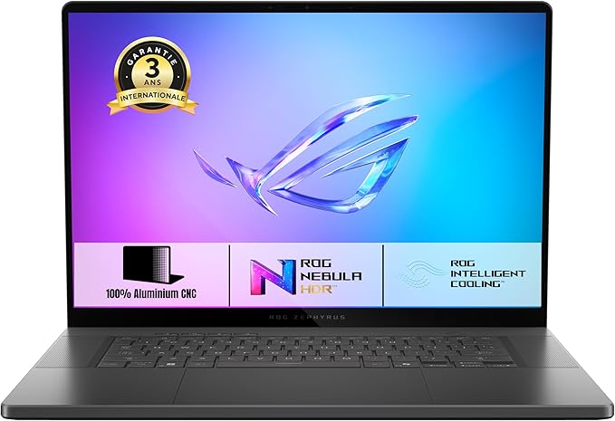 ASUS ROG ZEPHYRUS-G16-GU605CW-Q06W 16 Pouces 2.5K 240Hz OLED PC Portable (Intel Core Ultra 9 Processeur 5.4 GHz, 64GB LPDDR5X RAM, 1TB SSD, NVIDIA GeForce RTX 5080, Windows 11 Home) – Clavier AZERTY