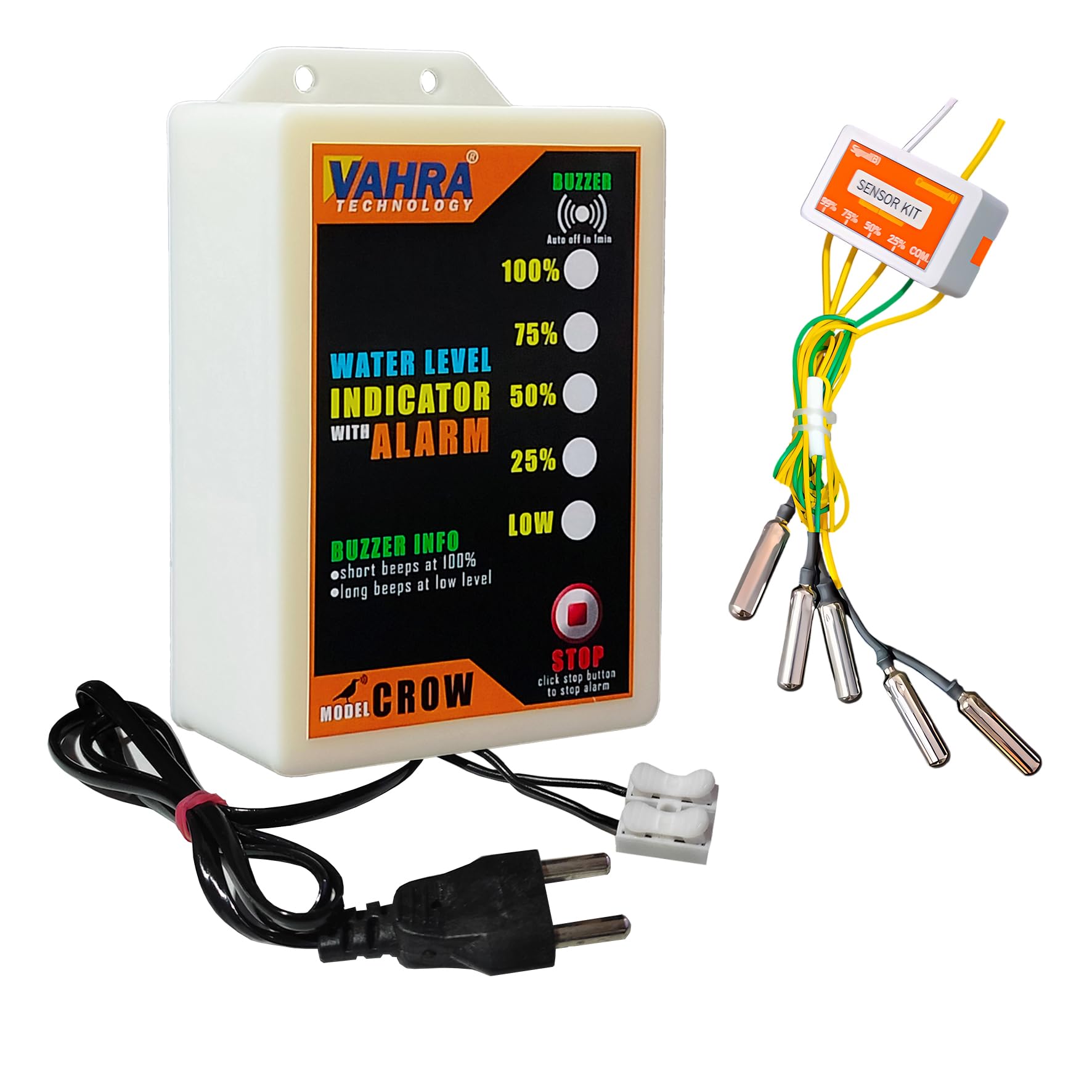 vahra Water Level Indicator and Alarm with 5 Tanks Levels and Alarm at Tank Empty and Overflow, microcontroller Based