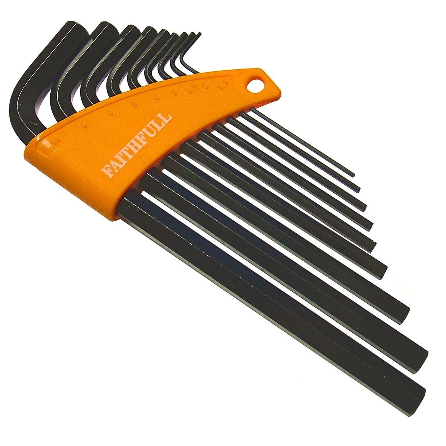Faithfull Metric Long Arm Hex Key Set, 9 Piece, Chrome Vanadium Steel, Multi Colour, One Size