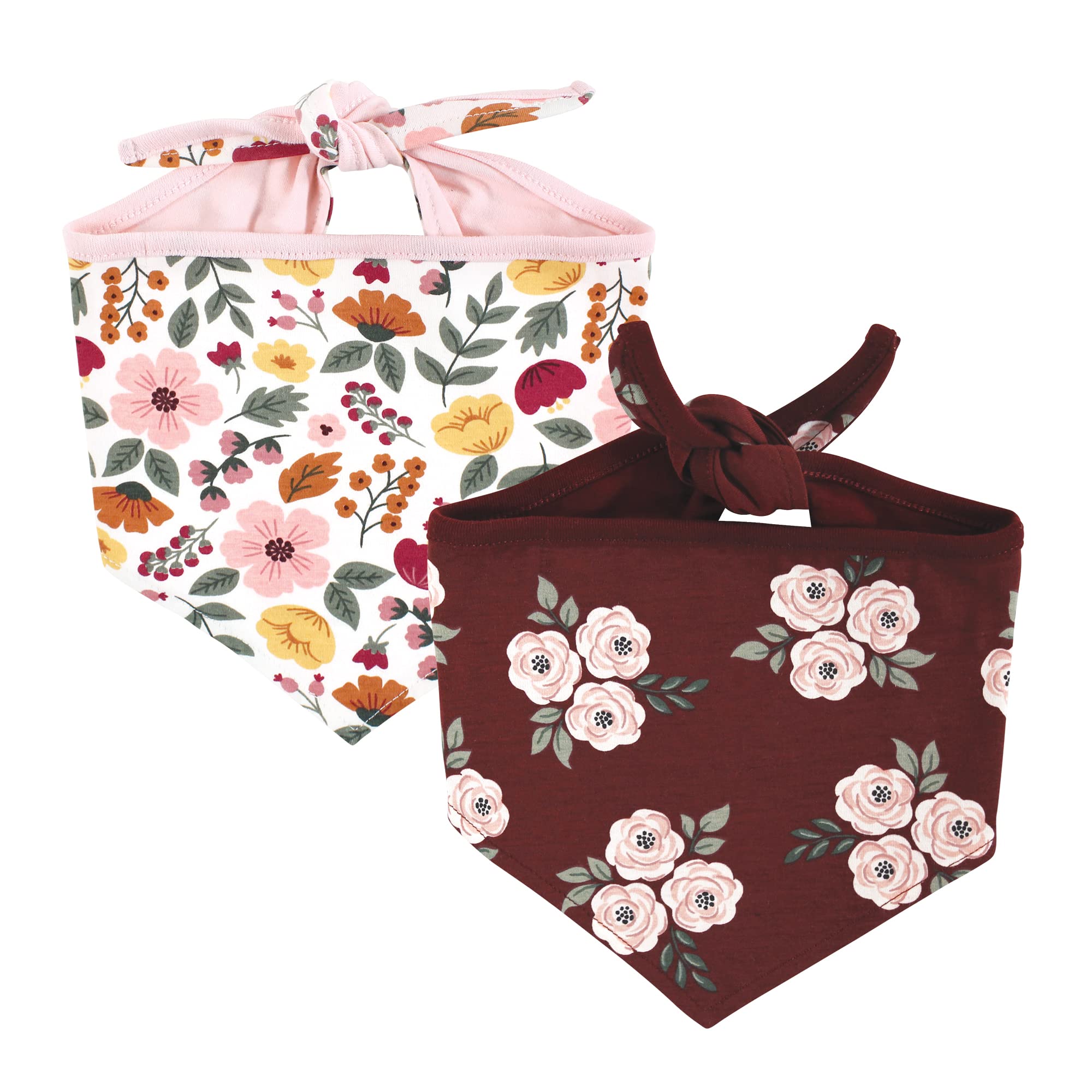 Bavoirs bandana réversibles pour chien et chat lot de 2 floral bordeaux