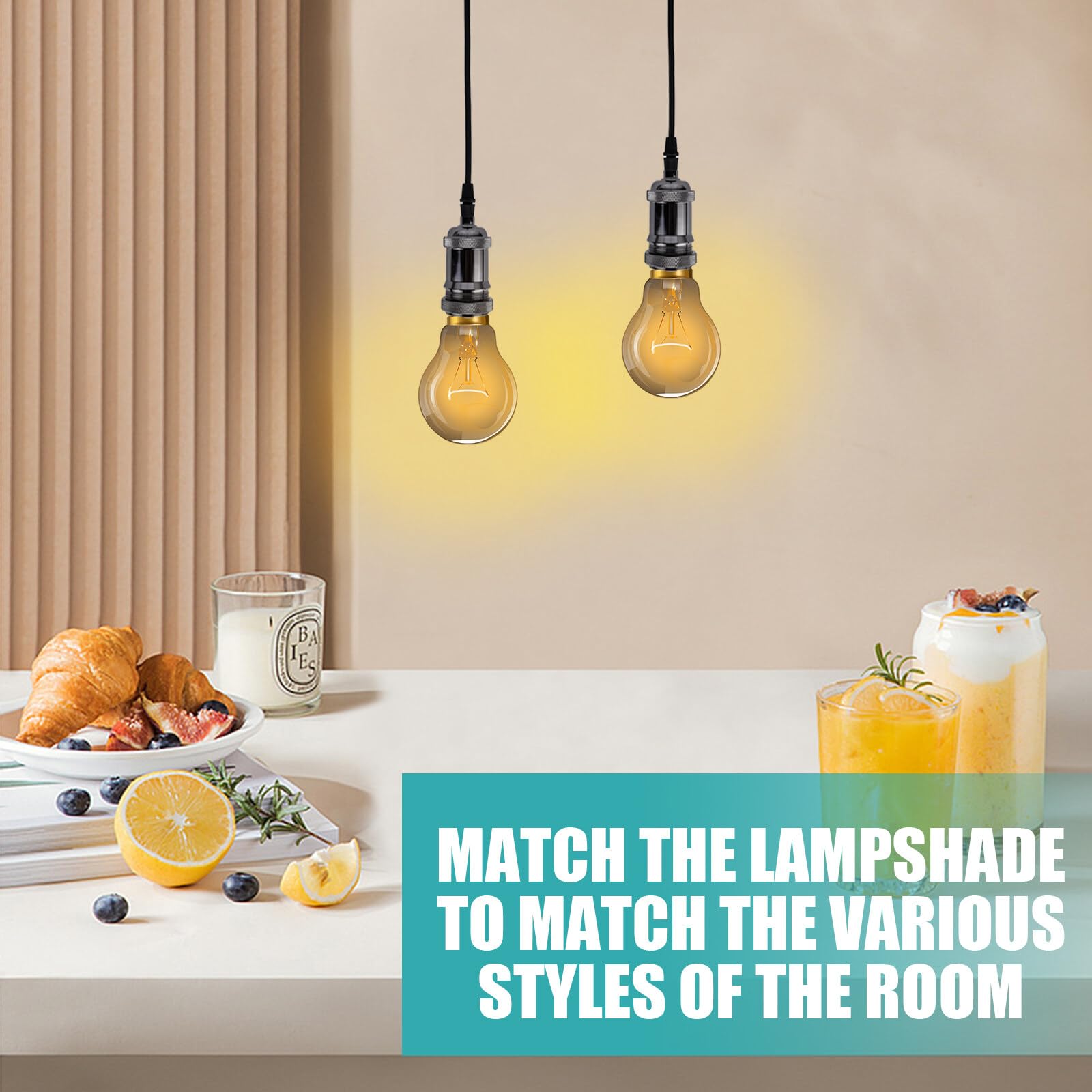 3 stuks E27 lampophangingen, E27-fitting met kabel, E27-fitting, lampfitting E27 met 100 cm kabel, vintage hanglamp met plafondhouder, hanglamp voor thuis, bar, café