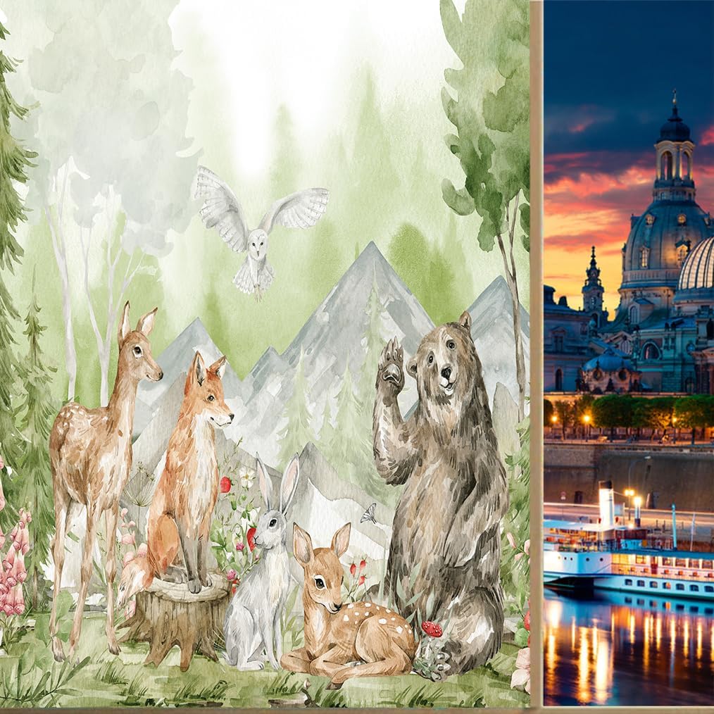 Brebasf Rustic Forest Cabin Privacy Blackout Window Film Lodge Woodland Wild Animals Owl Rabbit Fox Mushroom Reusable Self Adhesive Insulated Window Stickers-23.6W x35.4L in x1 Pcs