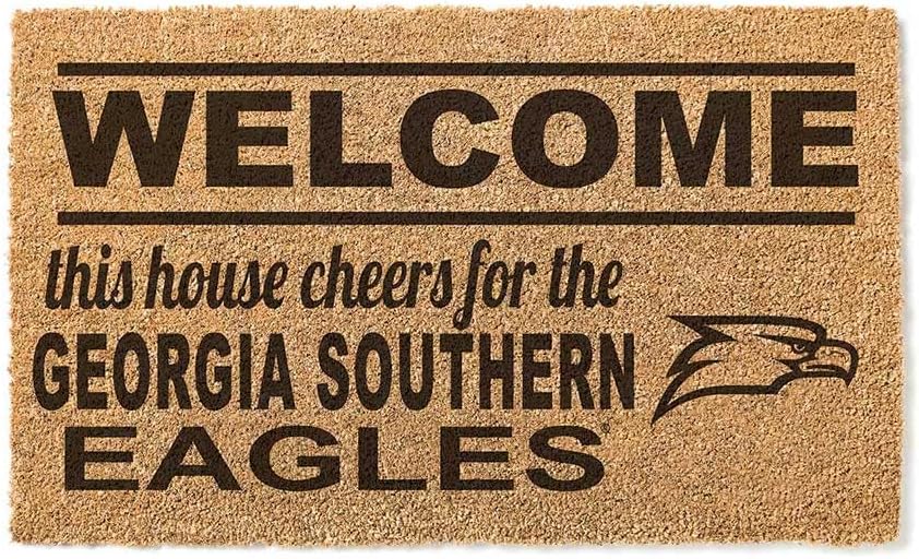 KH Sports Fan Welcome Coir, 18x30 Inches, Outdoor Rug Display Your Team Spirit with This Unique Georgia Southern Eagles Doormat, Multi