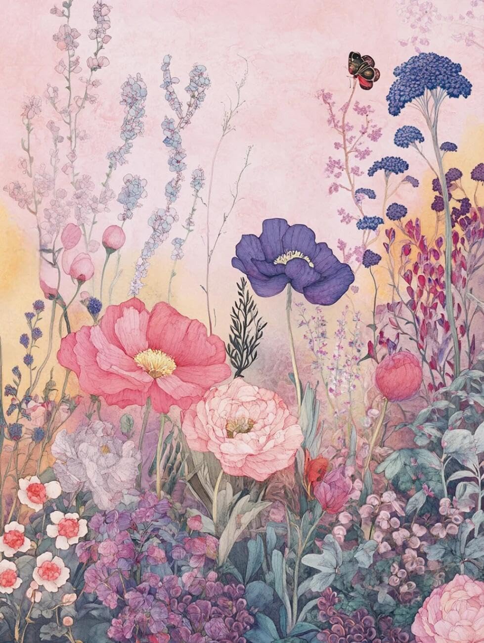 Rqwybcaxn Bead Embroidery Kits Fantasy Flowers 40x50cm