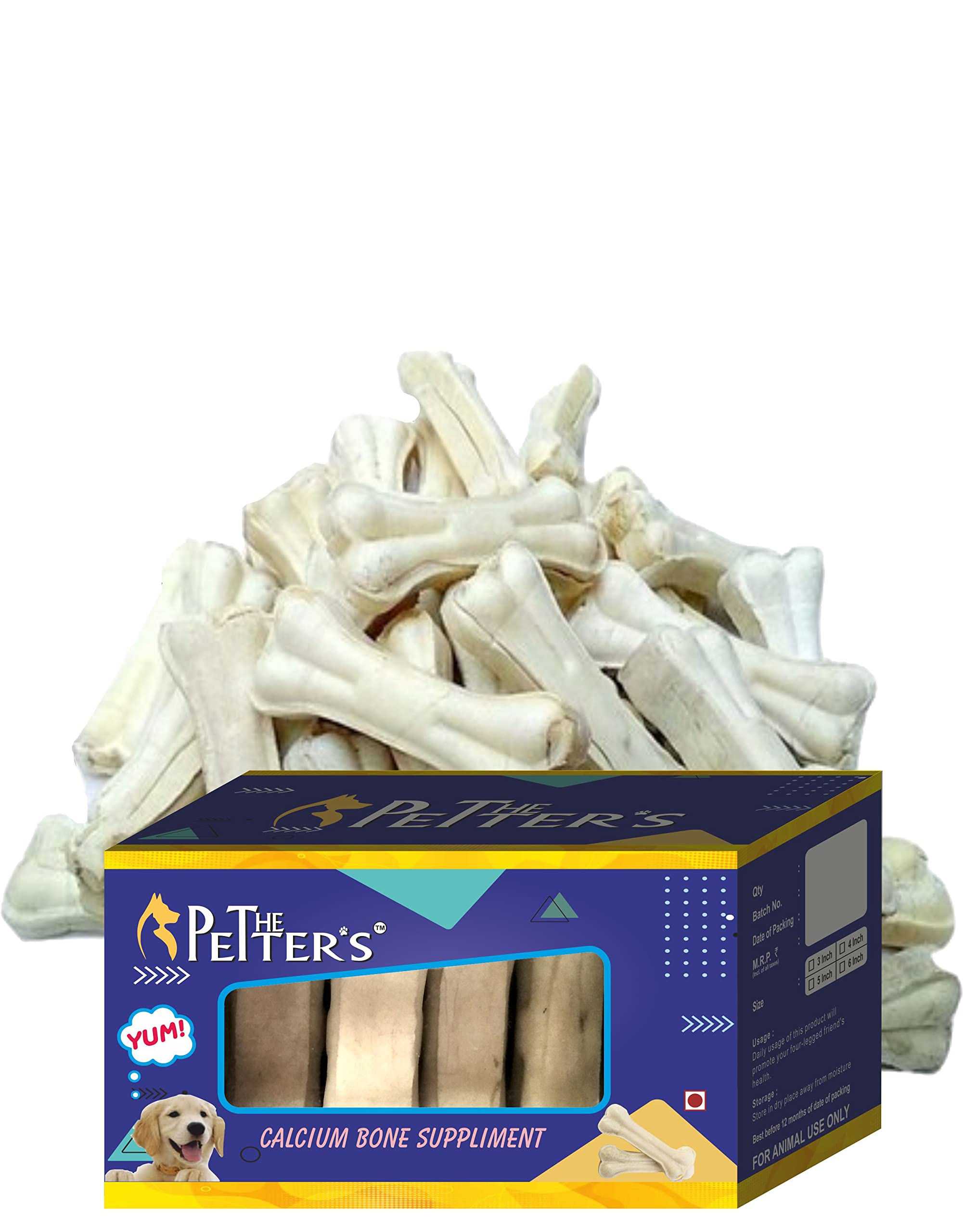 The Petters Raw Hide Pressed Bone and Calcium Milk Bone 3 Chew Treat for Dogs(Pack of 12 Bones) (B09KBJPFCD) Amazon Price History, Amazon Price Tracker