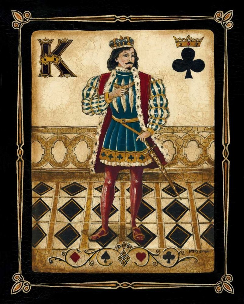 ART-PRINT-on-matte-paper-220 gr- król arlekin Gorham Gregory - gry i sporty pionowe obrazy gry do gry karty do gry poker czarny czerwony druk artystyczny 31_X_24_in
