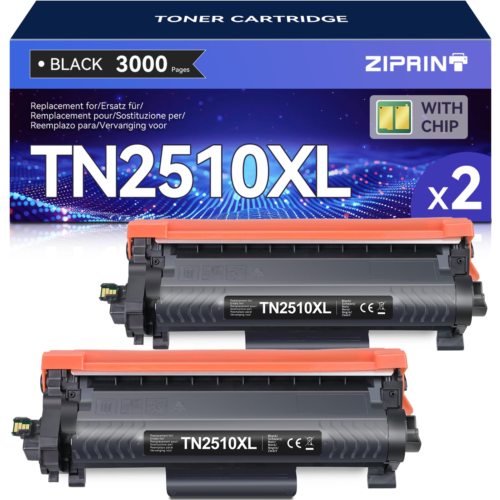 ZIPRINT TN2510 TN2510XL TN-2510 XL Toner Compatibili per Brother MFC-L2800DW MFC-L2827DW HL-L2400DWE MFC-L2860DWE MFC-L2827DWXL MFC-L2835DW DCP-L2665DW DCP-L2620DW HL-L2445DW DCP-L2660DW (Nero,2-Pack)