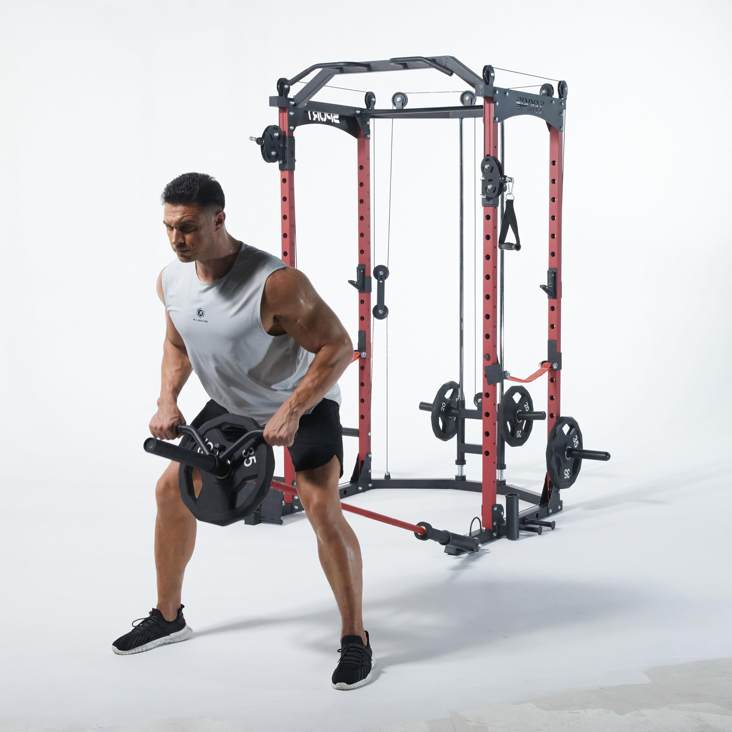 Strength Training Power Rack: Home Gym Cable System with 1600 Lbs Capacity for Versatile Workout