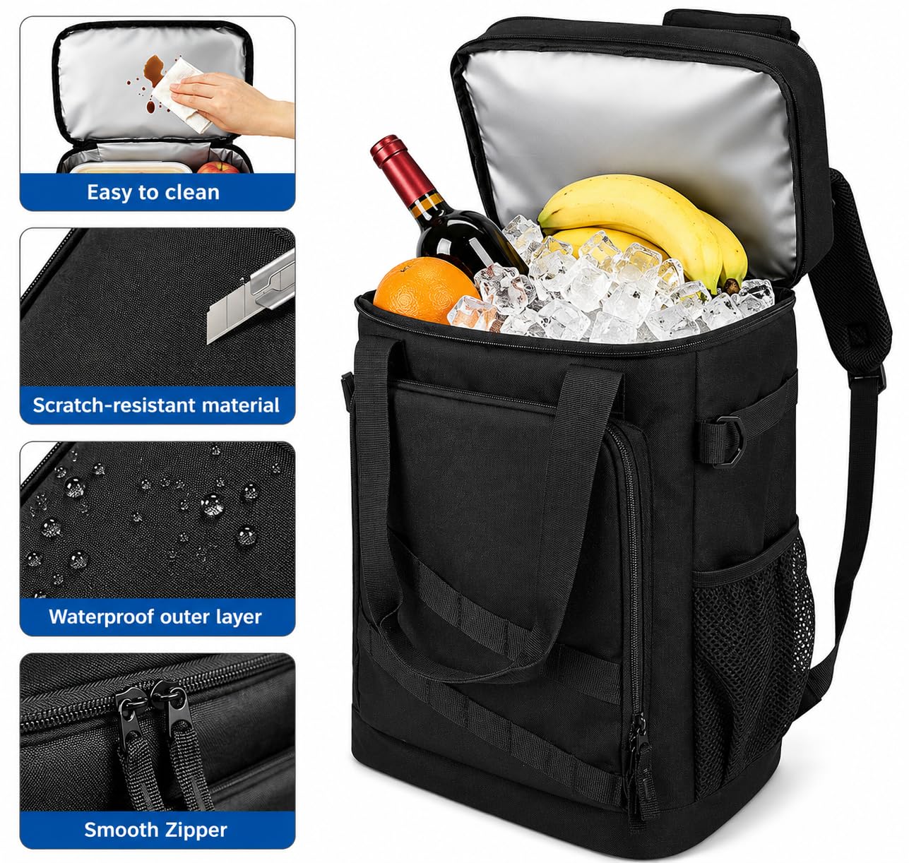 Zaino da 40 l, leggero, con apribottiglie, per spiaggia, viaggi, campeggio e pranzo