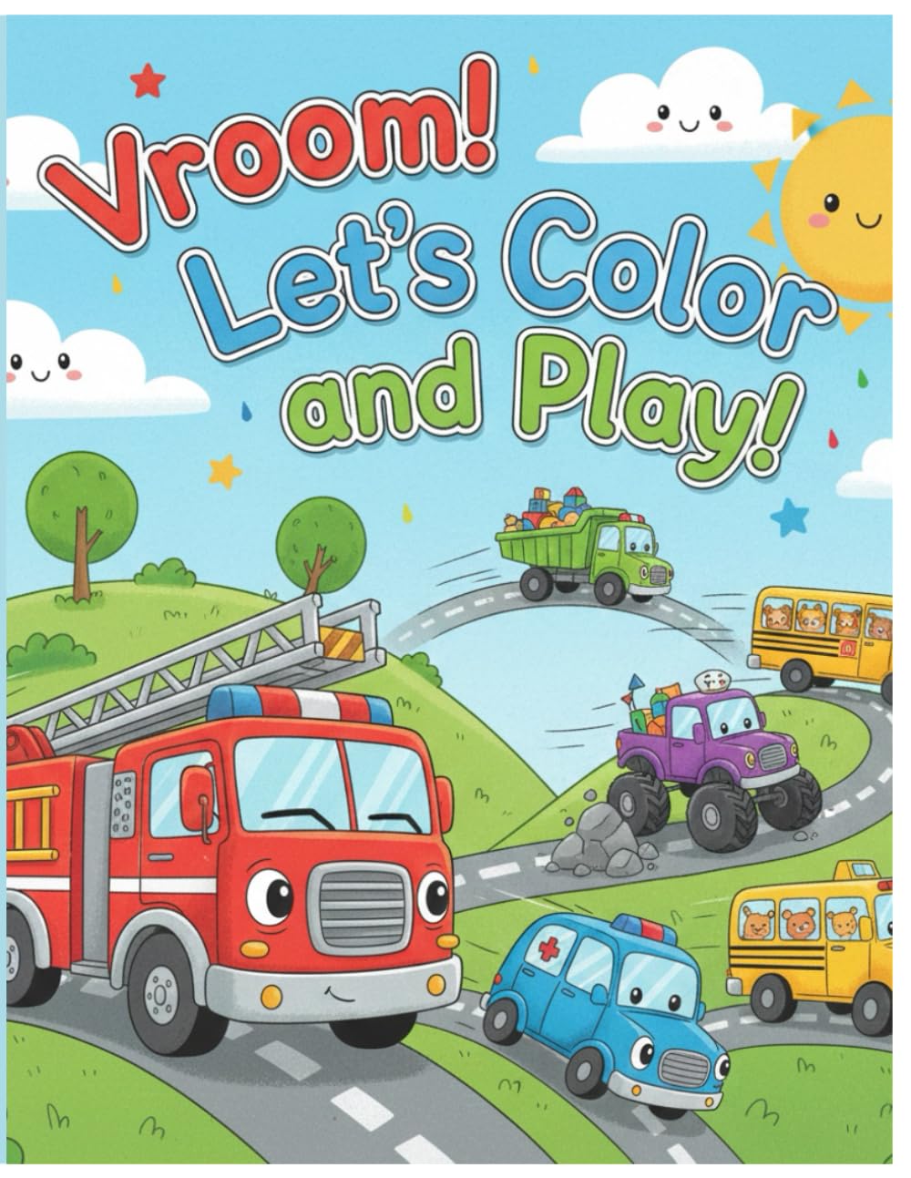 Cars & Trucks Coloring Book: Coloring Fun with Cars, Trucks, Construction Machines & More (Happy Colors Collection)