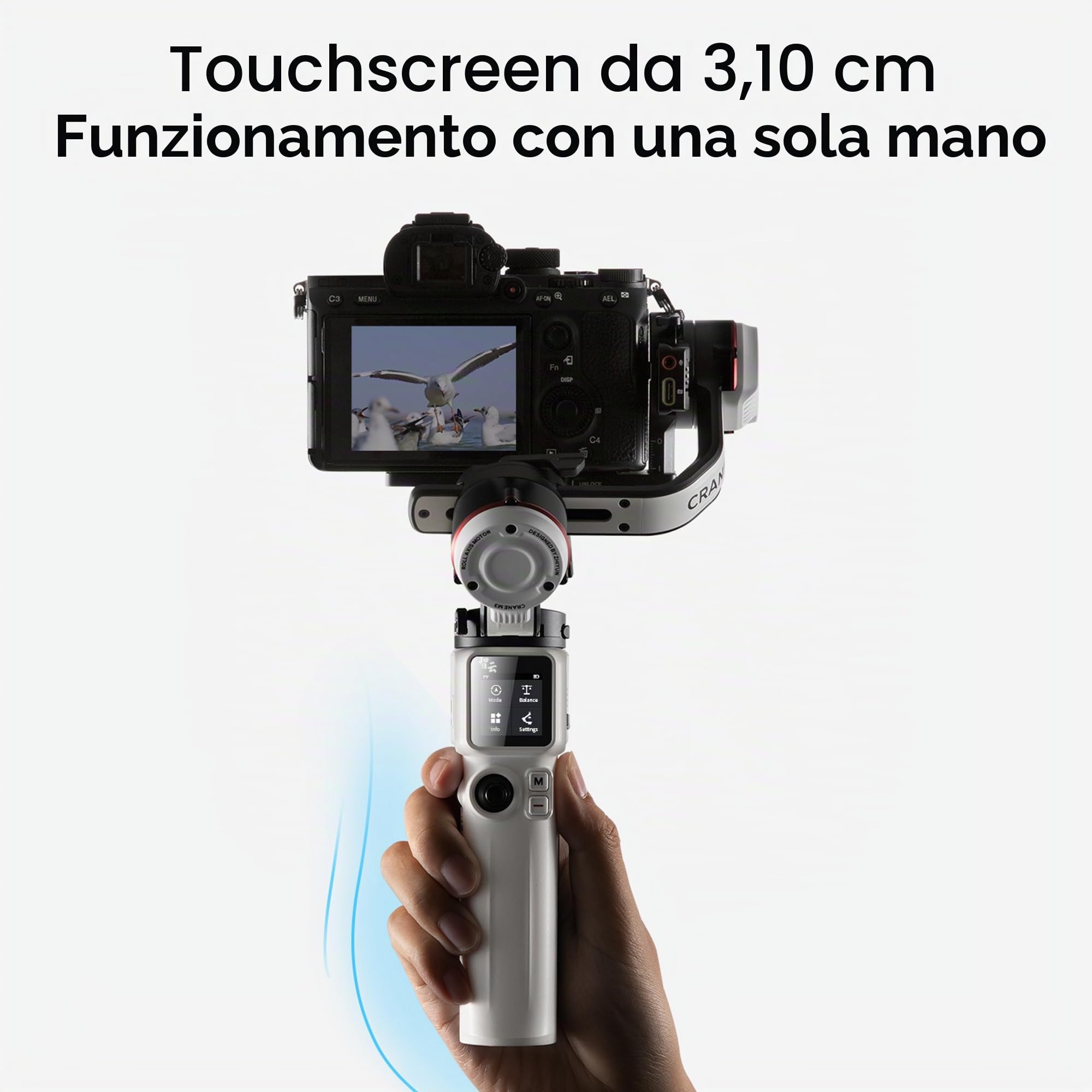 ZHIYUN Crane M3 [Ufficiale] 3-Axis Gimbal Stabilizer, Stabilizzatore Fotocamera con Luce di Riempimento Incorporata, Treppiedi, Gimbal Fotocamera