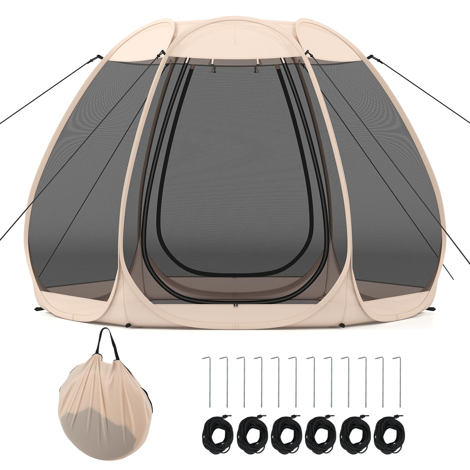 COSTWAY Pop up Bubble Tent, All Weather Sport Shelter Screen House with Carrying Bag, Foldable Instant Camping Tent Canopy Shelter for Sporting Events, Parades and Fishing (Sand, 300 x 275 x 210 cm) — image 1