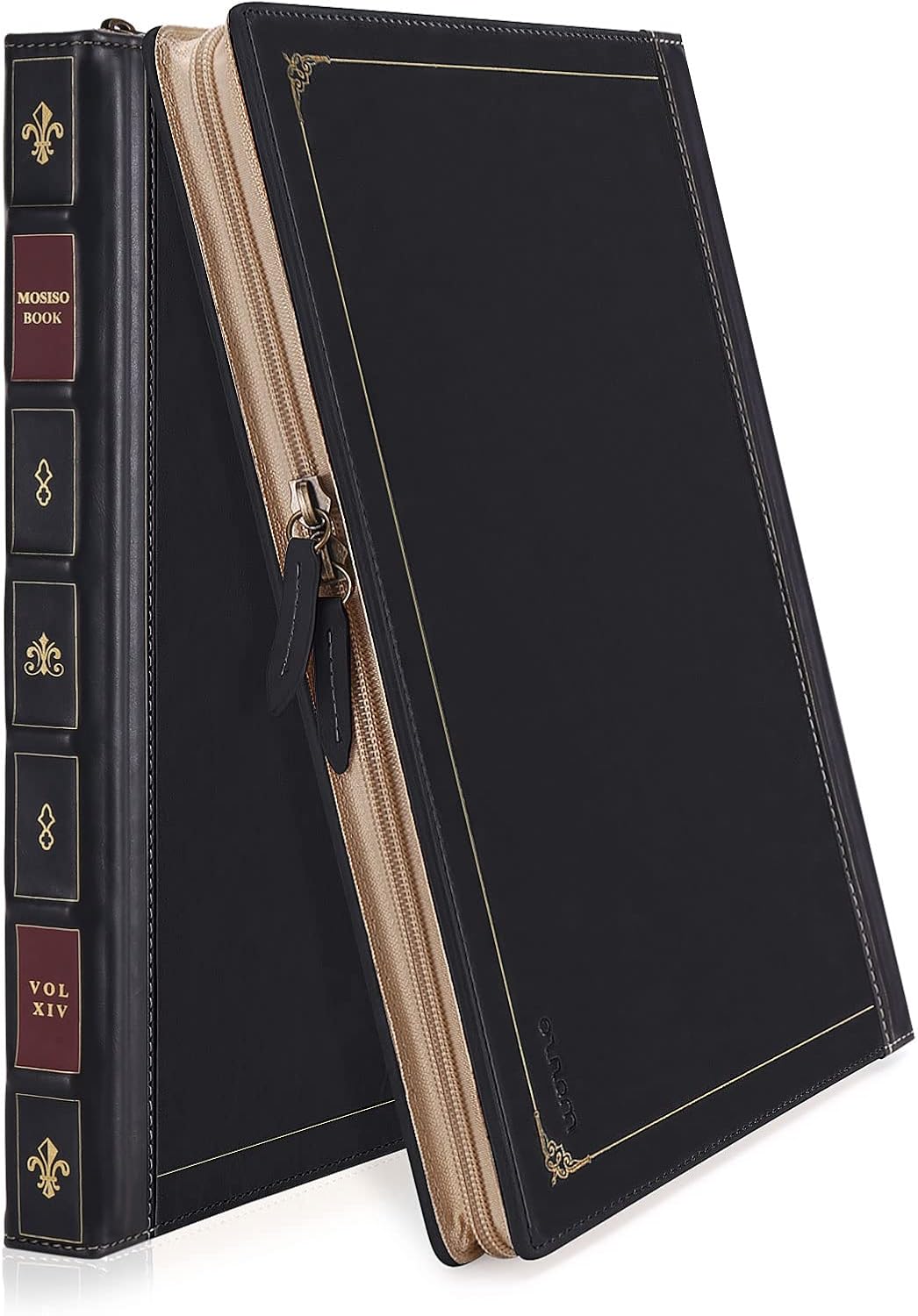 MOSISO Compatible with MacBook Pro 14 inch Case 2025-2021 M5 A3434 M4 A3112 A3185 A3401 M3 A2918 A2992 M2 A2779 M1 A2442, PU Leather Laptop Sleeve Vintage Zippered Protective Case Cover, Black - Image 5