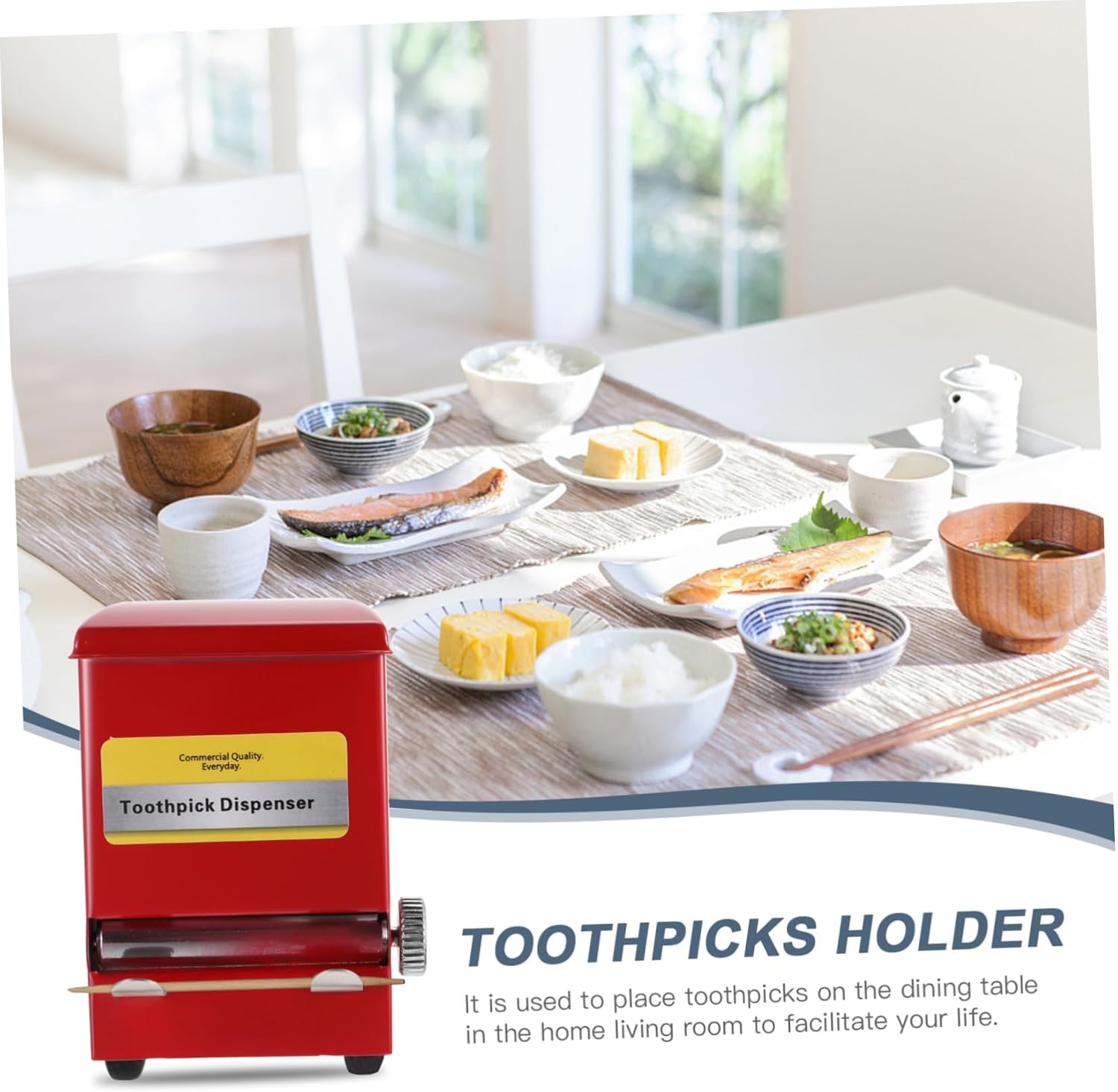 Stainless Steel Retro Toothpick Dispenser Box Household Toothpick Holder for Dining Table Use Elegant Mechanical Rotating Design in Red for Convenient Teeth Cleaning and Fruit