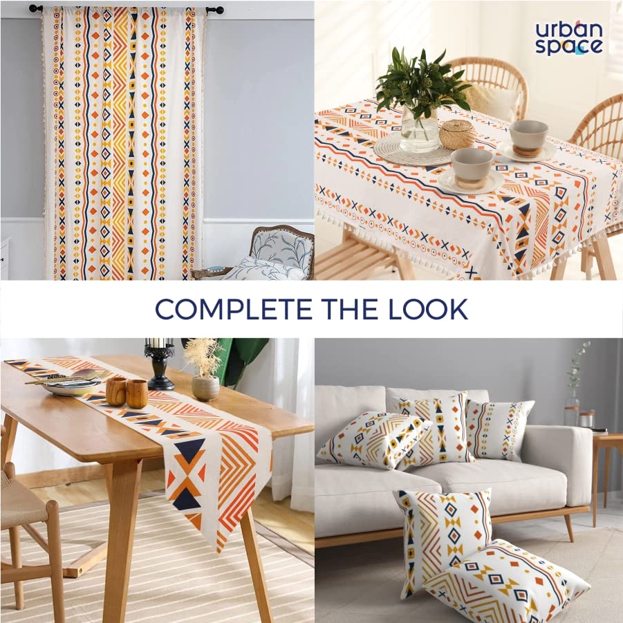 Image of Urban Space 100% Cotton Dining Table Runner, Printed Anti Skid Runner for Dining Table, Center Table Runners for 4 Seater & 6 Seater Table (13 inch x 76 inch, Boho Orange)