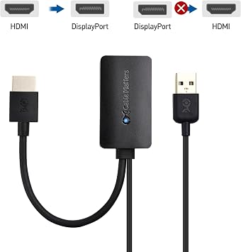Cable Matters Unidirectional HDMI to DisplayPort Adapter-up to 4K@30Hz-(Active HDMI to DP Adapter, HDMI Source to DisplayPort Monitor only)