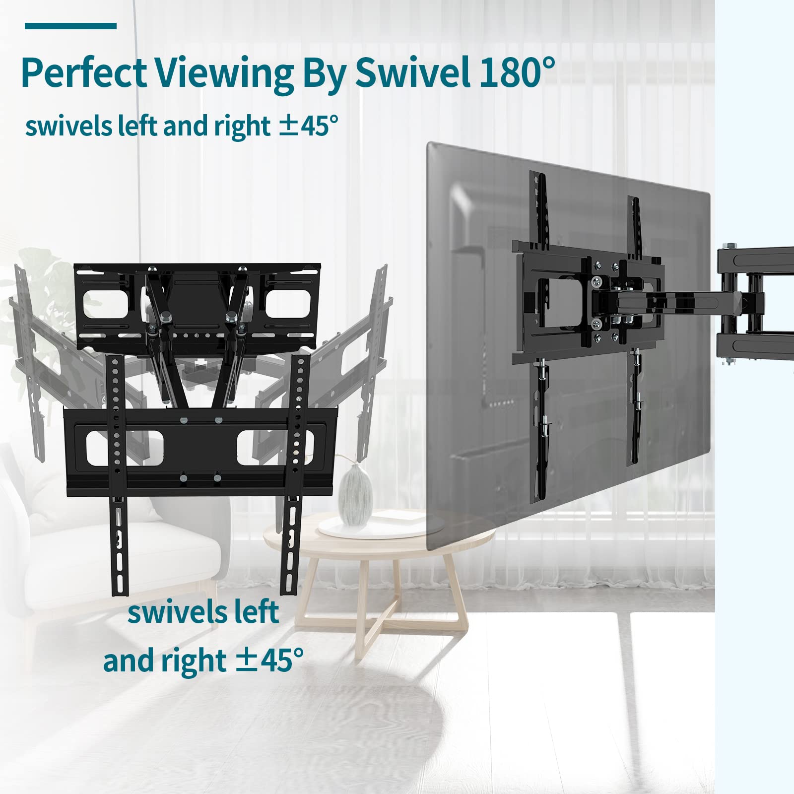 TV Wall Mount Full Motion for 2870 Inch Up to 121 lbs to Flat & Curved